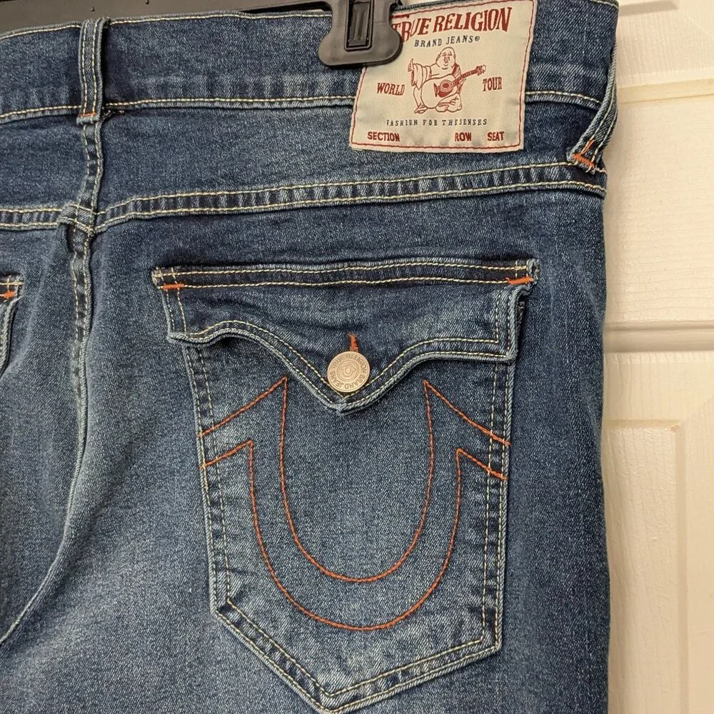 True Religion Men's Geno Relaxe Slim Jeans Size 36 Blue .